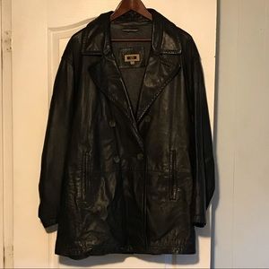 Vintage Joseph Abboud black leather winter jacket Size Large